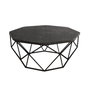 Hanah Home Mesa de Centro Diamond Black Marble Industrial Moderna, Tablero Melamina Negro Mármol, Metal, 90x90x38 cm