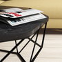 Hanah Home Mesa de Centro Diamond Black Marble Industrial Moderna, Tablero Melamina Negro Mármol, Metal, 90x90x38 cm