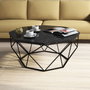 Hanah Home Mesa de Centro Diamond Black Marble Industrial Moderna, Tablero Melamina Negro Mármol, Metal, 90x90x38 cm
