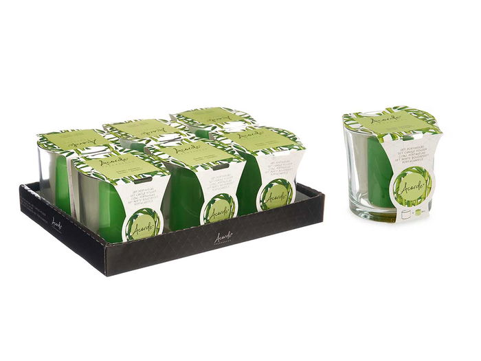 Acorde Portavela Taco Vela Bambú 10x10x10 cm Verde (Set de 6)