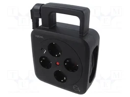 LogiLink Regleta con Carrete de Cable de 5m, 4 Tomas y USB-A/USB-C 20W