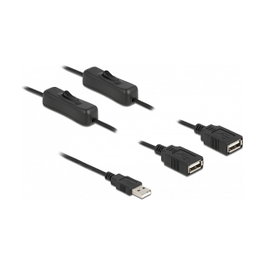 DeLOCK Cable USB Tipo-A macho a 2 x USB Tipo-A hembra con interruptor, 1 m