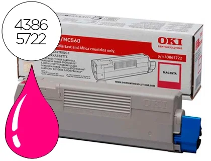 OKI Cartucho de Tóner Original Magenta 43865722 para C-5850/5950/MC560
