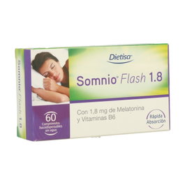 Dietisa Somnio Flash 1.8 60 comprimidos, complemento alimenticio con melatonina y vitamina B6 para el Jet lag