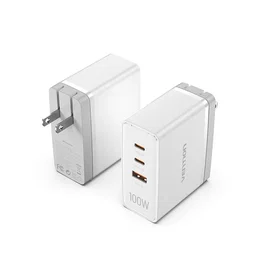 Vention FEGW0-EU Cargador de Pared 100W con 2 Puertos USB Tipo-C y 1 Puerto USB, Quick Charge 3.0 y USB Power Delivery 3.0, Blanco