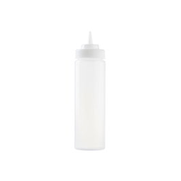 TABLECRAFT - 12463C-12/6 - Pack de 6 unidades - Botella exprimible con boca de 63 mm 710 ml - 7 x 7 x 26 cm - Blanco translúcido