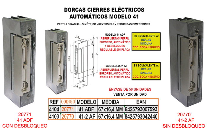 DORCAS Cierre Eléctrico Automático S-4103 Perfil Europeo