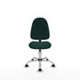 Silla de oficina Algarra con mecanismo Contacto permanente básico tapizada con Similpiel color Verde botella. Equipada con Base cromada, Sin brazos y Ruedas autofrenantes
