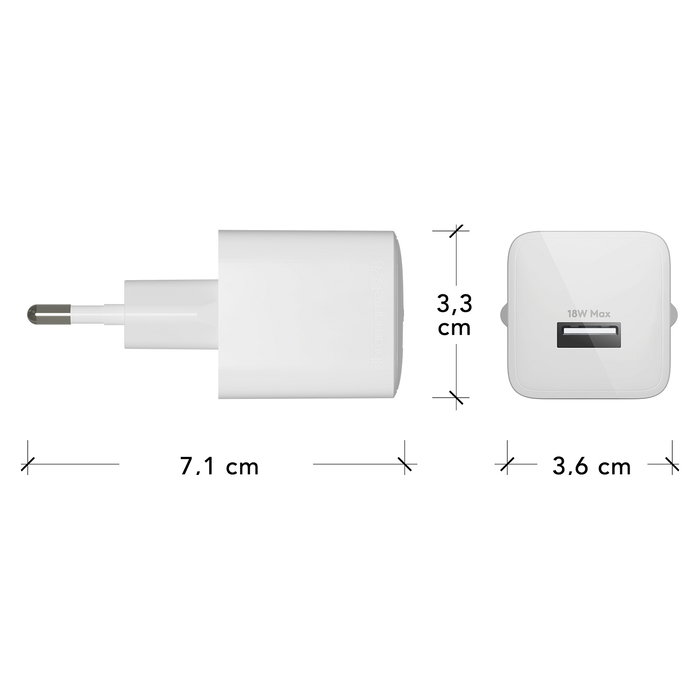 dbramante 1928 CH18EUWH7092 Cargador USB-A 18W Blanco para Enchufe EU