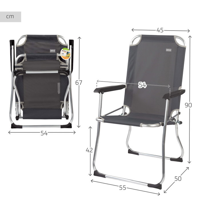 Aktive Camping Silla plegable de aluminio gris antracita Aktive Camping Silla plegable de aluminio gris antracita