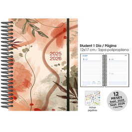 Agenda Escolar (2025-26) Senfort Student Decorada Espiral Tapa Pp Con Goma 120X170 D/P Sunset