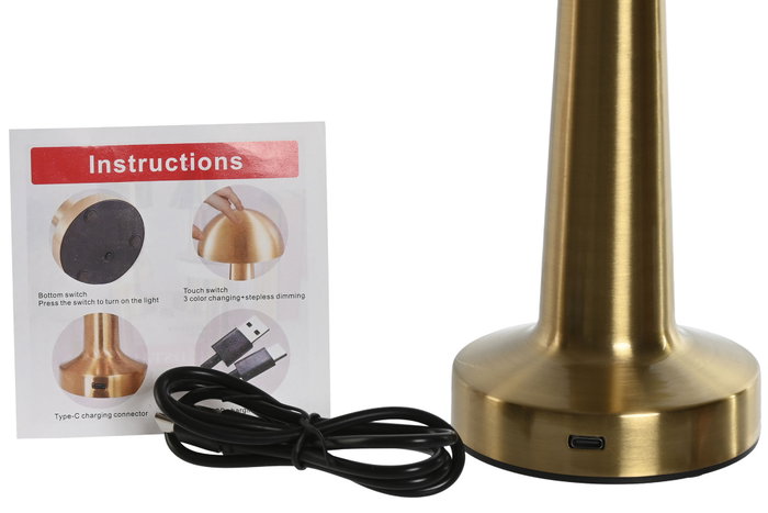 DKD Home Decor Lámpara de sobremesa LED de metal con control táctil (Pack de 3)