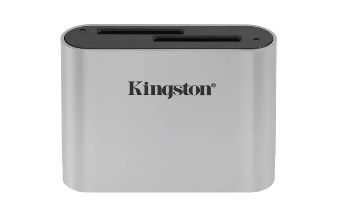 Kingston Workflow Dual-Slot Lector Tarjeta SDHC/SDXC UHS-II, USB 3.2 Gen 1 Tipo-C, Negro y Plata, para Transferencia Rápida de Vídeo y Foto