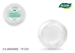 Algon Set 6 Platos Transparentes de Plástico (PS) de 19 cm (24 Unidades)