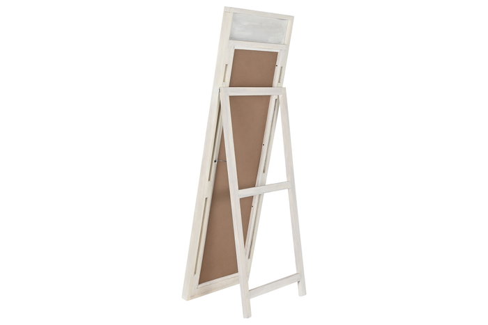 DKD Home Decor Espejo de Vestidor Mango y Ratán Blanco Roto
