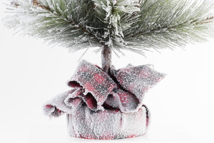 DKD Home Decor Árbol de Navidad Artificial Alpina 66 cm Alto 27x27 cm Base Verde Rojo PE (Pack 2 Unidades)