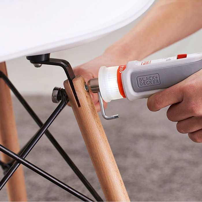 Black+Decker Kit Atornillador Hexdriver Recargable 3.6V con Aspirador de Mano, Par 5.5Nm, Luz LED, Batería 1.5Ah, Incluye 5 Puntas, Llave Hexagonal y Cable Micro-USB