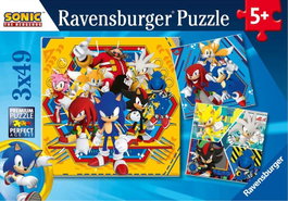Ravensburger Puzzle Sonic 3x49 piezas - Multilingüe (alemán, inglés, francés, español, italiano, neerlandés) - Edad 5+