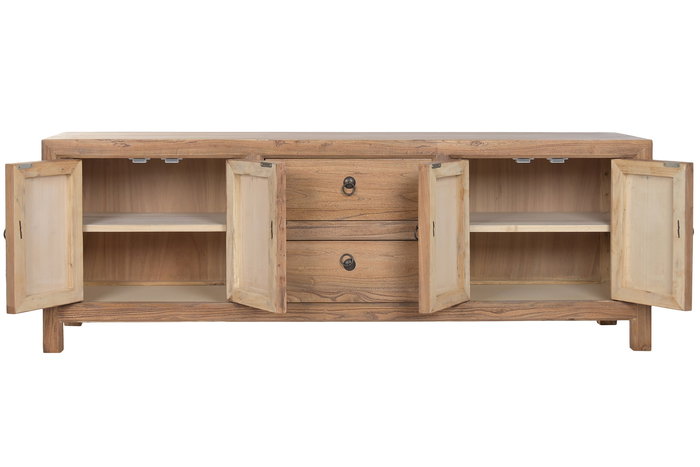 DKD Home Decor Mueble TV Balines Natural 160x40x55.5 cm con 4 Puertas y 2 Cajones