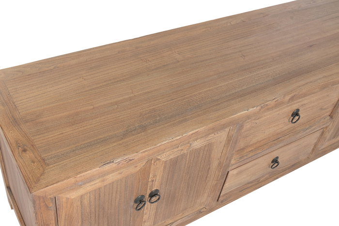 DKD Home Decor Mueble TV Balines Natural 160x40x55.5 cm con 4 Puertas y 2 Cajones