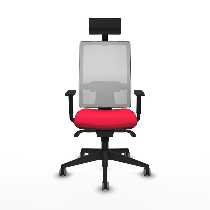 PIQUERAS Y CRESPO Silla de oficina Horna con mecanismo Sincro, Tela Roja y Malla Blanca PIQUERAS Y CRESPO Silla de oficina Horna con mecanismo Sincro, Tela Roja y Malla Blanca