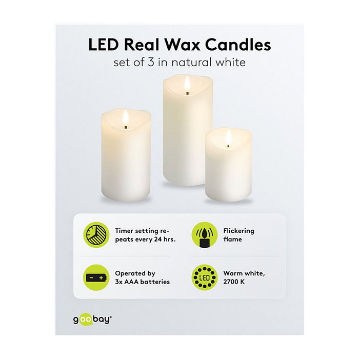 Goobay Velas LED de cera real, blanco Goobay Velas LED de cera real, blanco
