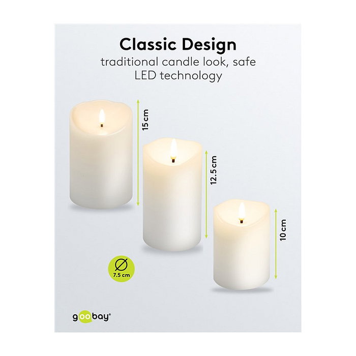 Goobay Velas LED de cera real, blanco Goobay Velas LED de cera real, blanco