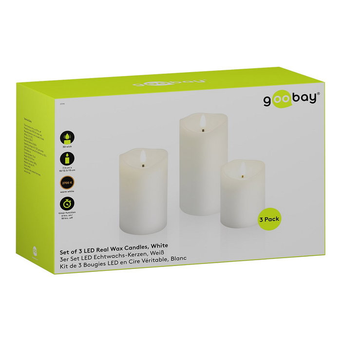 Goobay Velas LED de cera real, blanco Goobay Velas LED de cera real, blanco