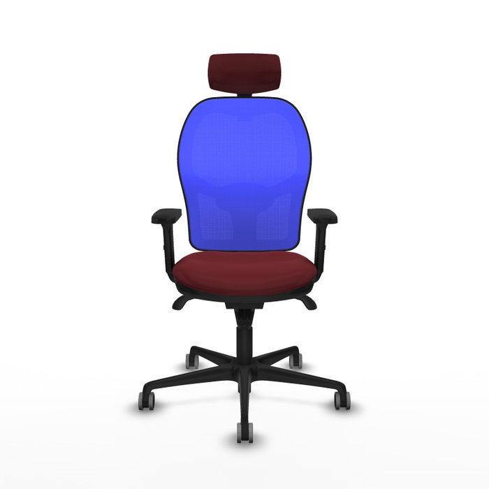 PIQUERAS Y CRESPO Silla de oficina Jorquera con mecanismo Sincro, Similpiel Granate y Malla Azul PIQUERAS Y CRESPO Silla de oficina Jorquera con mecanismo Sincro, Similpiel Granate y Malla Azul
