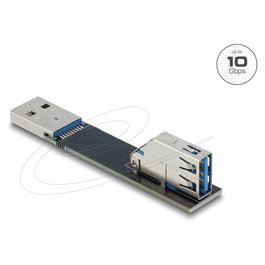 DeLOCK Adaptador USB 67421, USB 3.0 / 3.1 Gen 2 (10 Gbps), Tipo A Macho a Hembra, Angulado 90 Grados, Color Negro, Plug and Play
