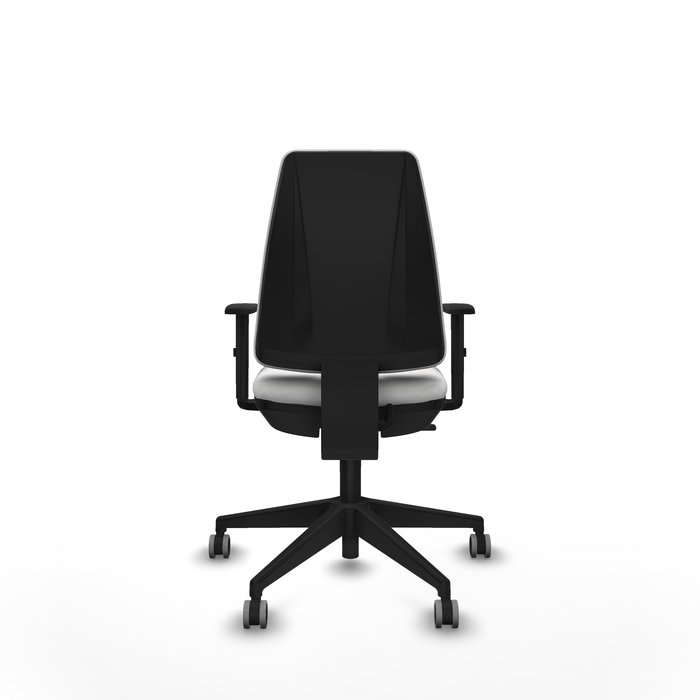 Silla de oficina Elche con mecanismo Contacto permanente básico tapizada con Tela color Blanco. Equipada con Base piramidal negra, Brazos 1D y Ruedas 65 mm parqué Silla de oficina Elche con mecanismo Contacto permanente básico tapizada con Tela color Blanco. Equipada con Base piramidal negra, Brazos 1D y Ruedas 65 mm parqué