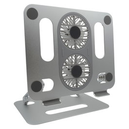 Realpower FanStand 1 - Soporte para Portátil con 2 Ventiladores RGB y Ajuste de Altura 50-300 mm, Compatible Pantallas de 10 a 17 Pulgadas