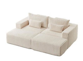 DKD Home Decor Sofá Modular en Pana Crema