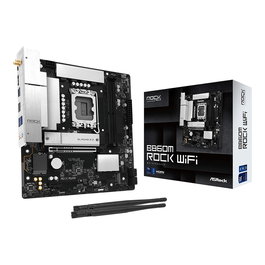 ASRock B860M Rock WiFi Micro ATX - Placa Base Intel B860, Socket LGA 1851 para Intel Core Ultra 2, DDR5 128GB, HDMI, DP, Wi-Fi 6E, Bluetooth 5.3