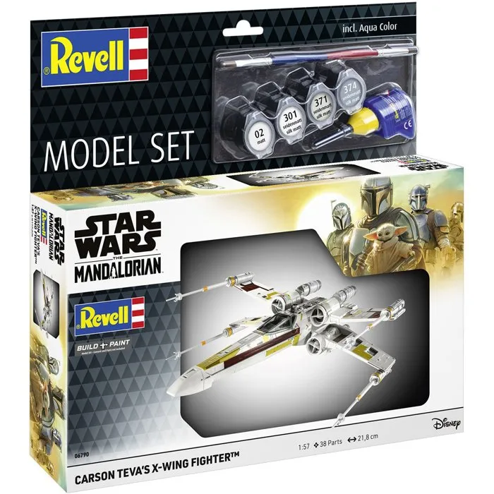 Revell AAAXK74943 Kit de modelismo Star Wars Caza X-Wing Carson Teva de The Mandalorian con pegamento y pinturas