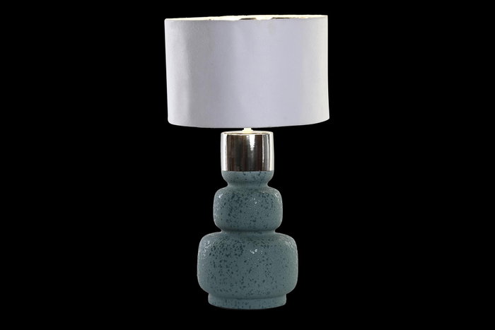DKD Home Decor Lámpara de sobremesa de cerámica y poliéster Verde menta y Blanco DKD Home Decor Lámpara de sobremesa de cerámica y poliéster Verde menta y Blanco