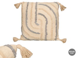 Giftdecor Cojín Cuadrado Iris Bordado en Color Gris, 45x45 cm, Funda 100% Algodón y Relleno de Poliéster (Set de 8)