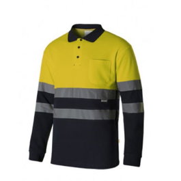 Velilla Polo Alta Visibilidad Bicolor 305515 55% Algodón, Cintas Reflectantes, Varios Colores Tallas S-5XL