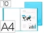 Liderpapel Carpeta Escaparate 47482 10 Fundas Polipropileno DIN A4 Azul Translucido