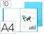 Liderpapel Carpeta Escaparate 47482 10 Fundas Polipropileno DIN A4 Azul Translucido