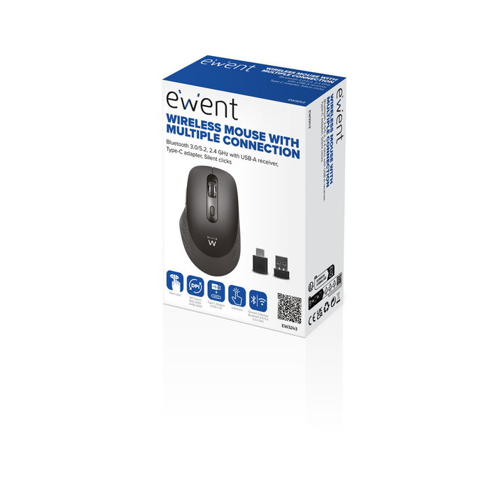 Ewent EW3243 Ratón Inalámbrico Negro y Gris