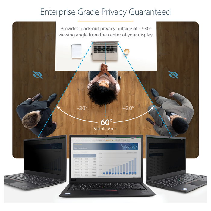 StarTech 133L-PRIVACY-SCREEN Filtro de Privacidad para Portátil 13.3in 16:9 Pantalla Ancha Reducción de Luz Azul Mate/Brillante Antideslumbrante