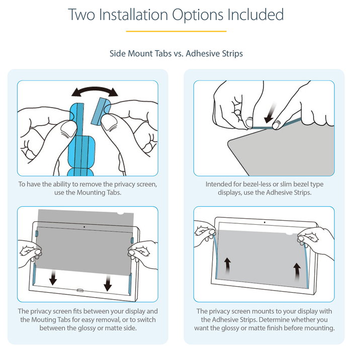 StarTech 133L-PRIVACY-SCREEN Filtro de Privacidad para Portátil 13.3in 16:9 Pantalla Ancha Reducción de Luz Azul Mate/Brillante Antideslumbrante