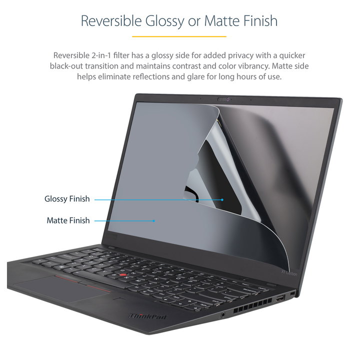 StarTech 133L-PRIVACY-SCREEN Filtro de Privacidad para Portátil 13.3in 16:9 Pantalla Ancha Reducción de Luz Azul Mate/Brillante Antideslumbrante