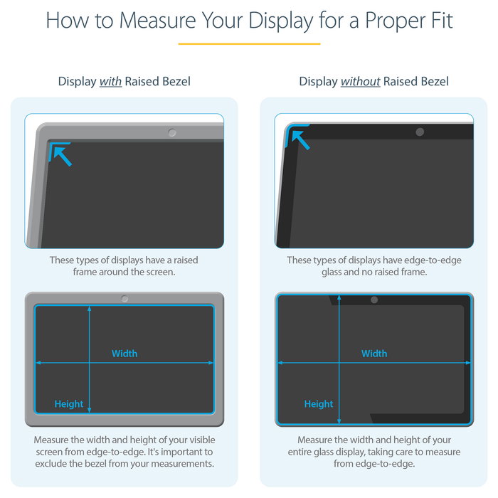 StarTech 133L-PRIVACY-SCREEN Filtro de Privacidad para Portátil 13.3in 16:9 Pantalla Ancha Reducción de Luz Azul Mate/Brillante Antideslumbrante