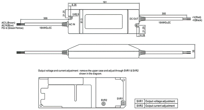 MEAN WELL PLN-60-12 Alimentador LED de 60W 12VDC 5A