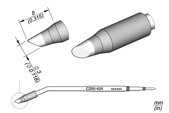 JBC TOOLS Pico con horma de 3mm JBC TOOLS Pico con horma de 3mm