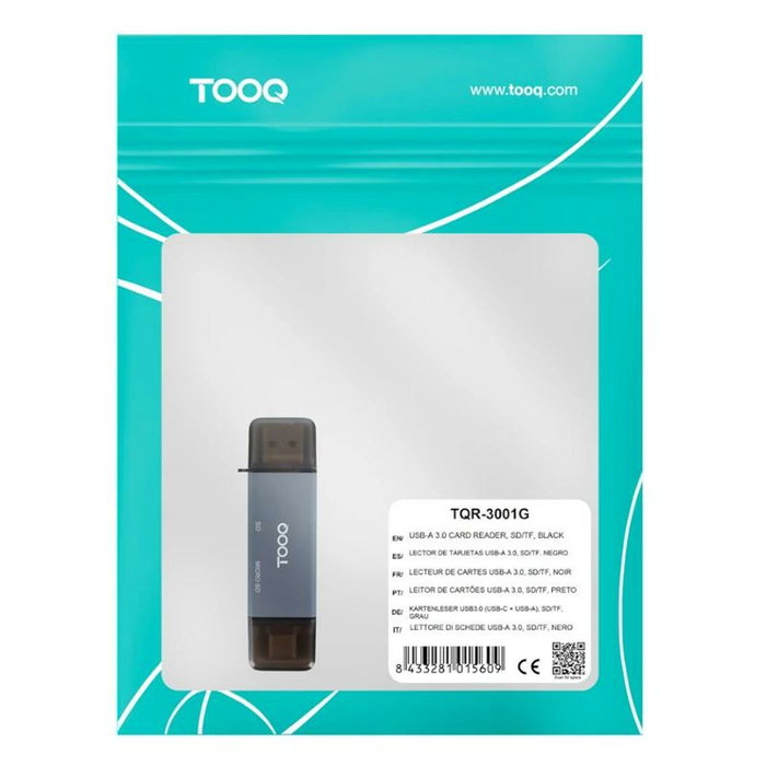 TOOQ Lector de Tarjetas TQR-3001G USB 3.0 USB-C y USB-A Gris