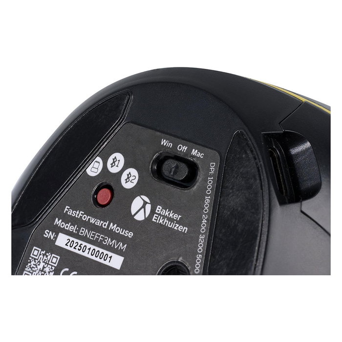 BakkerElkhuizen FastForward BNEFF3MVM Ratón Óptico Vertical Ergonómico Inalámbrico (Bluetooth 5.1 + RF 2.4G + USB-C) 500 DPI 8 Botones Gris