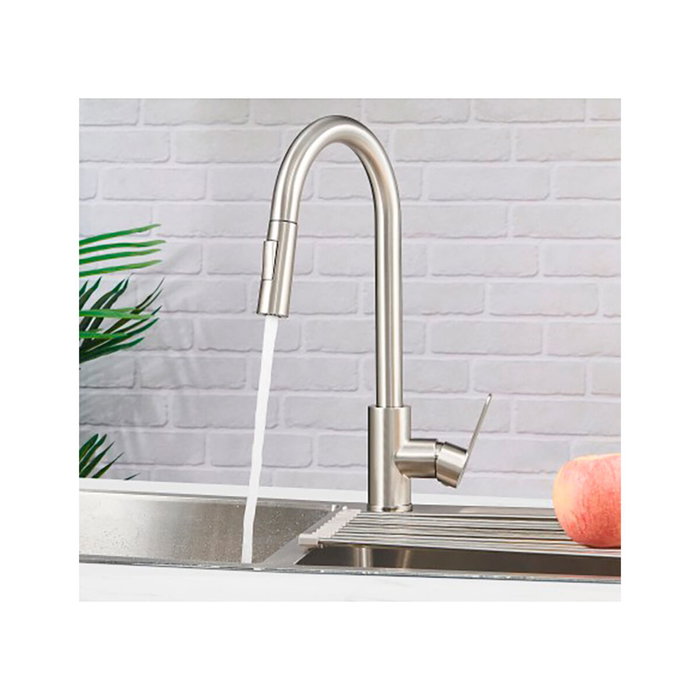 Verhal Miño Grifo de cocina monomando con caño alto extraíble plateado mate Verhal Miño Grifo de cocina monomando con caño alto extraíble plateado mate